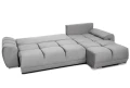 Narożnik L-kształtny NAOMI szary welurowy z funkcją spania oraz pojemnikiem na pościel nowoczesny loftowy