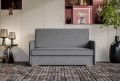 Sofa amerykanka Caro szara trzyosobowa z funkcją spania oraz pojemnikiem na pościel