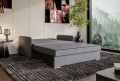 Sofa amerykanka Caro szara trzyosobowa z funkcją spania oraz pojemnikiem na pościel
