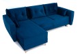 Narożnik L-kształtny IVAN niebieski z funkcją spania oraz pojemnikiem na pościel