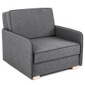 Sofa amerykanka Judy szara jednoosobowa z funkcją spania oraz pojemnikiem na pościel