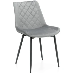 Krzesło tapicerowane do salonu DELTA jasnoszare welurowe, nowoczesne loft