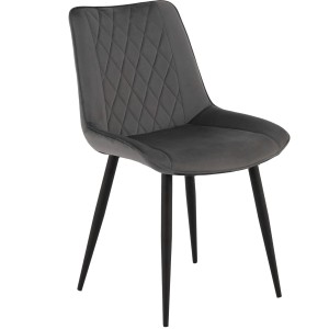 Krzesło tapicerowane do salonu DELTA ciemnoszare welurowe, nowoczesne loft