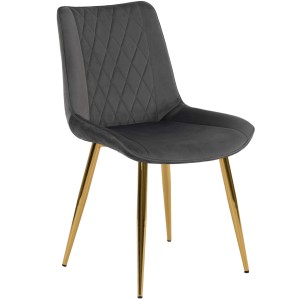 Krzesło tapicerowane do salonu DELTA ciemnoszare welurowe, nowoczesne glamour