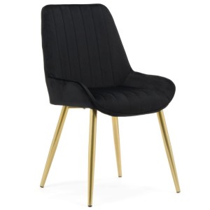 Krzesło tapicerowane do salonu PANTON czarny welur, nowoczesne loft