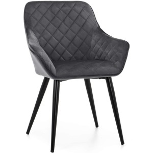 Krzesło tapicerowane do salonu CROWN ciemnoszare welurowe nowoczesne loft