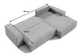 Narożnik L-kształtny AMATO szara tkanina sztruksowa z funkcją spania oraz pojemnikiem na pościel