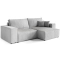 Narożnik L-kształtny LUCIDO szara tkanina sztruksowa z funkcją spania oraz pojemnikiem na pościel