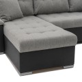 Narożnik L-kształtny VINCENT szary z funkcją spania oraz dwoma pojemnikami na pościel