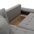 Narożnik L-kształtny VINCENT szary z funkcją spania oraz dwoma pojemnikami na pościel