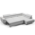 Narożnik L-kształtny ANTON szara tkanina sztruksowa z funkcją spania oraz pojemnikiem na pościel