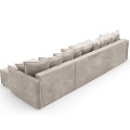 Narożnik U-kształtny BELLANTE beżowa tkanina sztruksowa z funkcją spania oraz pojemnikiem na pościel