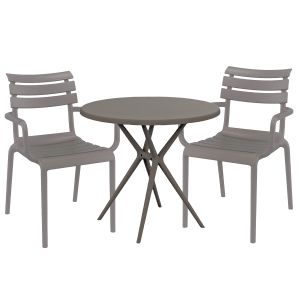 Zestaw krzeseł ogrodowych SIMPLE szare ze stolikiem  z polipropylenu do ogrodu, restauracji