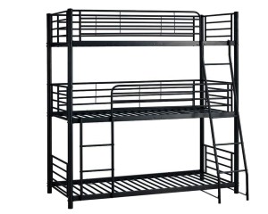 Łóżko metalowe 3 piętrowe 90x200 czarne TrioFrame