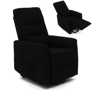 Fotel rozkładany wypoczynkowy z podnóżkiem elektryczny DIEGO czarny nowoczesny