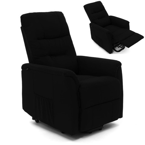Fotel rozkładany wypoczynkowy z podnóżkiem elektryczny DIEGO czarny nowoczesny