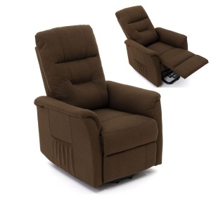 Fotel rozkładany wypoczynkowy z podnóżkiem elektryczny DIEGO brązowy nowoczesny