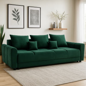 Sofa NAOMI 3 zielona z funkcją spania oraz pojemnikiem na pościel