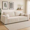 Sofa LUCIDO beżowa tkanina sztruksowa z funkcją spania oraz pojemnikiem na pościel