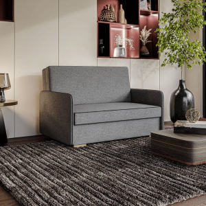 Sofa amerykanka Kate szara dwuosobowa z funkcją spania oraz pojemnikiem na pościel