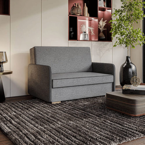 Sofa amerykanka Kate szara dwuosobowa z funkcją spania oraz pojemnikiem na pościel