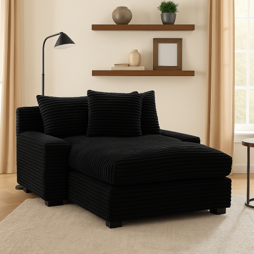 Fotel wypoczynkowy Sofa AUSTIN czarny sztruksowy nowoczesny aranżacja