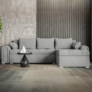 Narożnik L-kształtny RELAX szary z funkcją spania oraz pojemnikiem na pościel