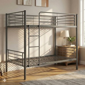 Łóżko metalowe piętrowe 90x200 szare Svatra